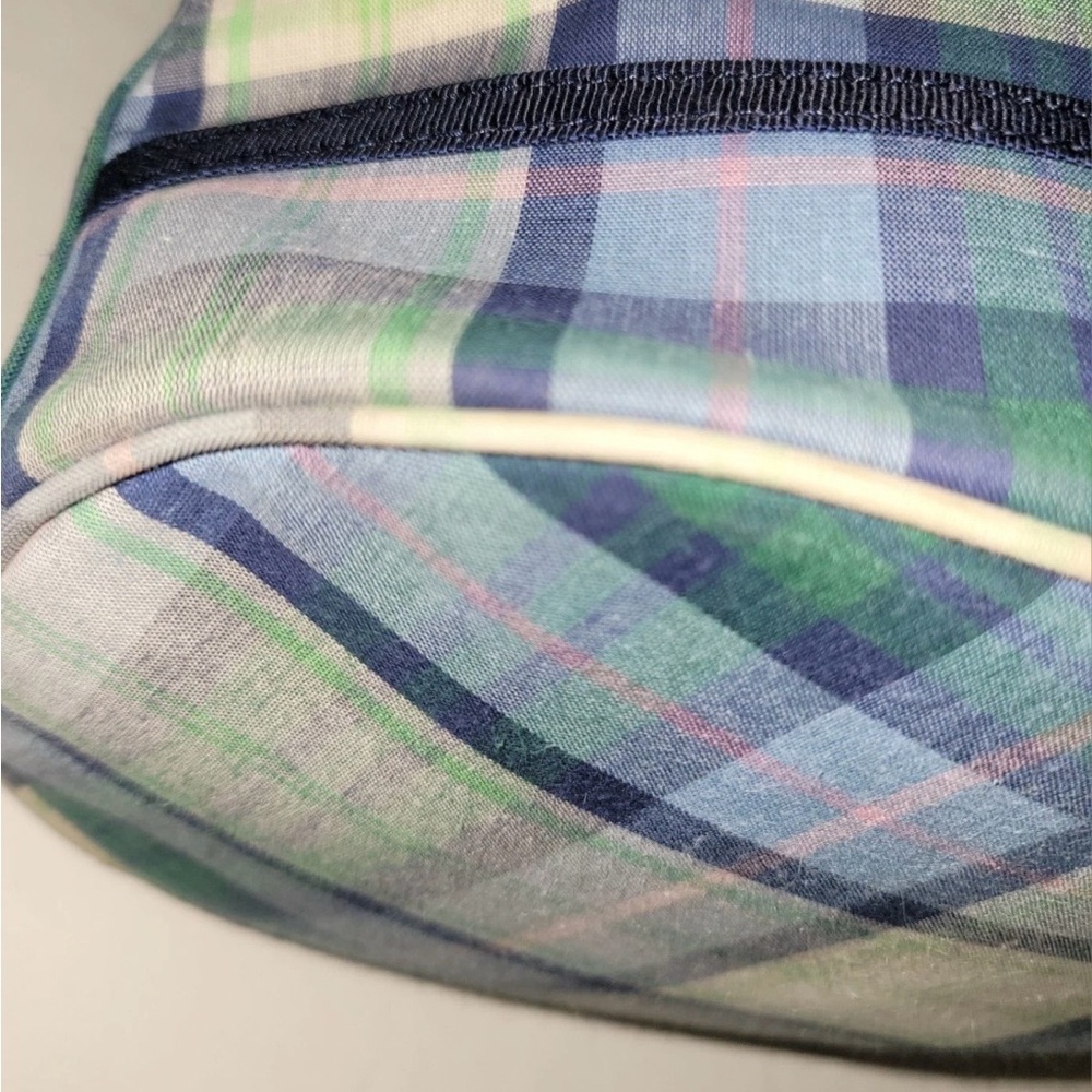 Vintage Tommy Hilfiger Plaid Drawstring Bucket Satchel Crossbody Bag Blue Green - Picture 8 of 16